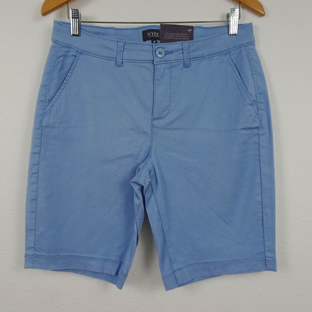 NYDJ Bermuda Shorts Women's Petite Size 4P Blue Twill Stretch